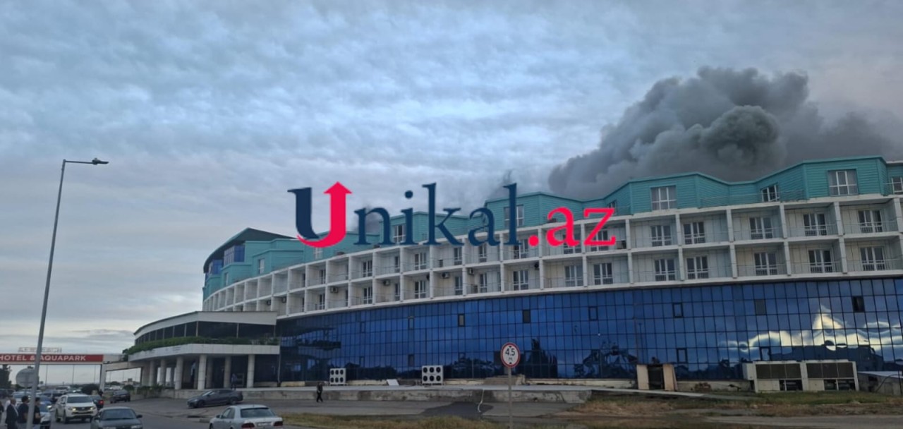 Novxanıda hotel yanır - FOTOLAR (VİDEO)